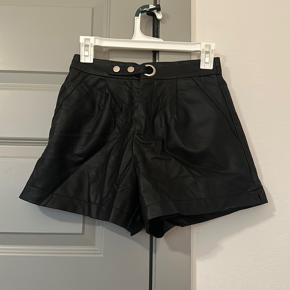 Black Pleather Shorts